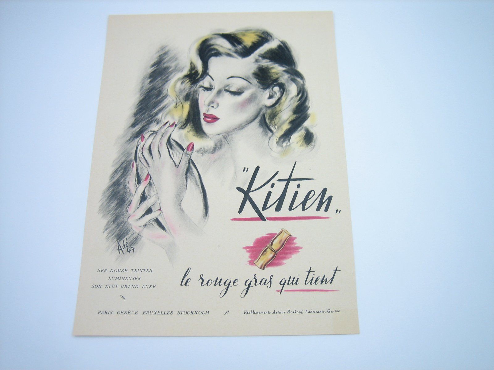 Foto & Immagini: ,,Kitien'' Lippenstift altes Werbeblatt – Usato da Zürich venduto da Tomi118