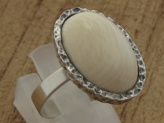 Anelli: Vintage Ring Silber 925 + MP Bernstein weiss / Gr. 54 – Usato da Ermatingen venduto da Decovin 4