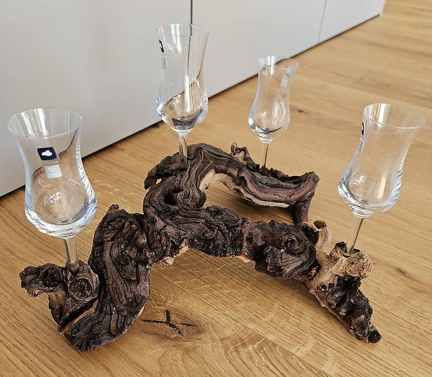 Bicchieri: Echtholzwurzel mit Grappagläsern – Nuovo (secondo la descrizione) da Riggisberg venduto da taninchen 1