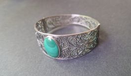 Armreif Silber Malachit Grösse  6x6,5 cm