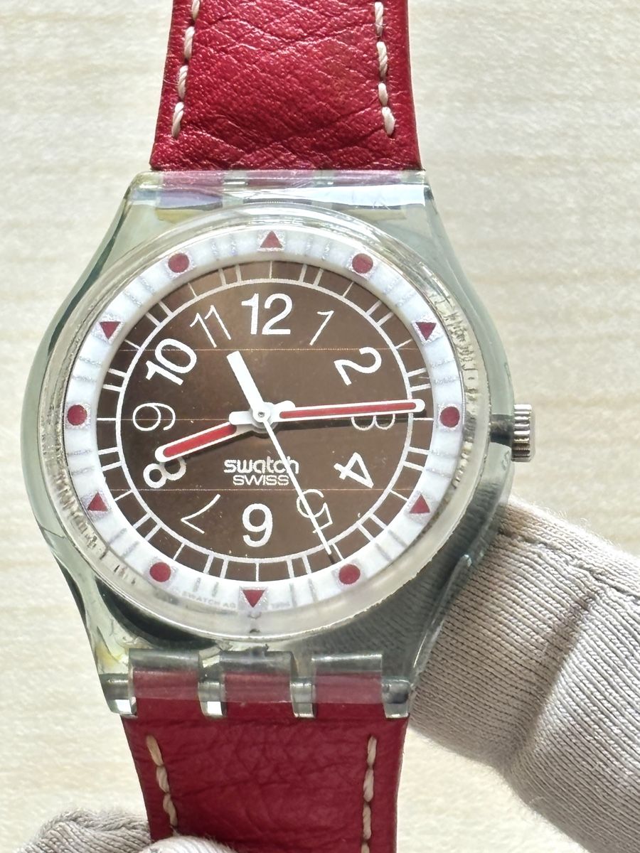 Swatch Orologi: Swatch Solar Uhr rotes Lederarmband  – Usato da Grenchen venduto da chththl 3