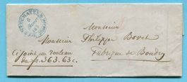 Faltbrief von Neuchâtel nach Boudry 1855