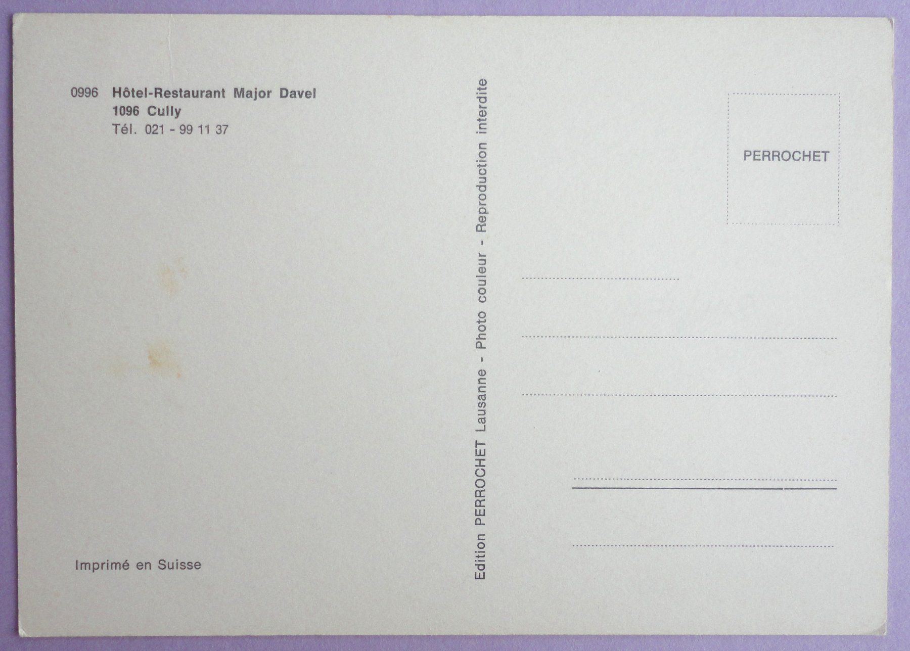 Cartoline postali: Hôtel-Rest. Major Davel, Cully – Usato da Fétigny venduto da Billy2miny 1