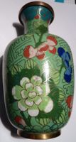 SEHR SELTENE GRÜNE CLOISONNÉ VASE,-13 x  7 CM, KEINE DEFEKTE