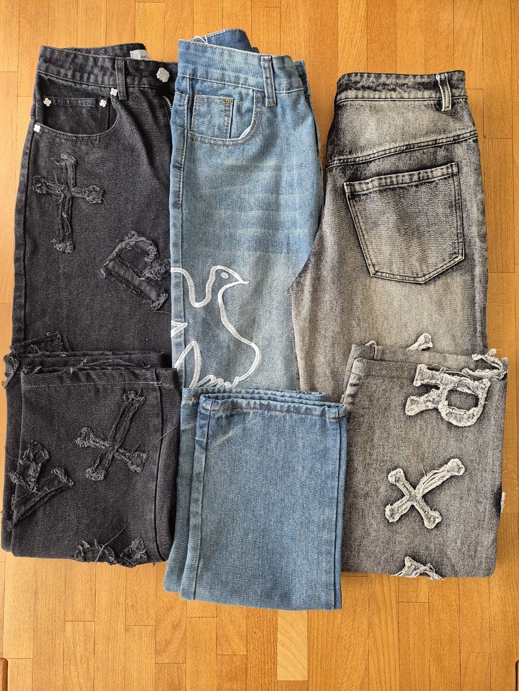 Lotti di vestiti: 3x Y2K Patchwork Jeans, Gr.XS-S – Nuovo (secondo la descrizione) da Wädenswil venduto da Orso31 5