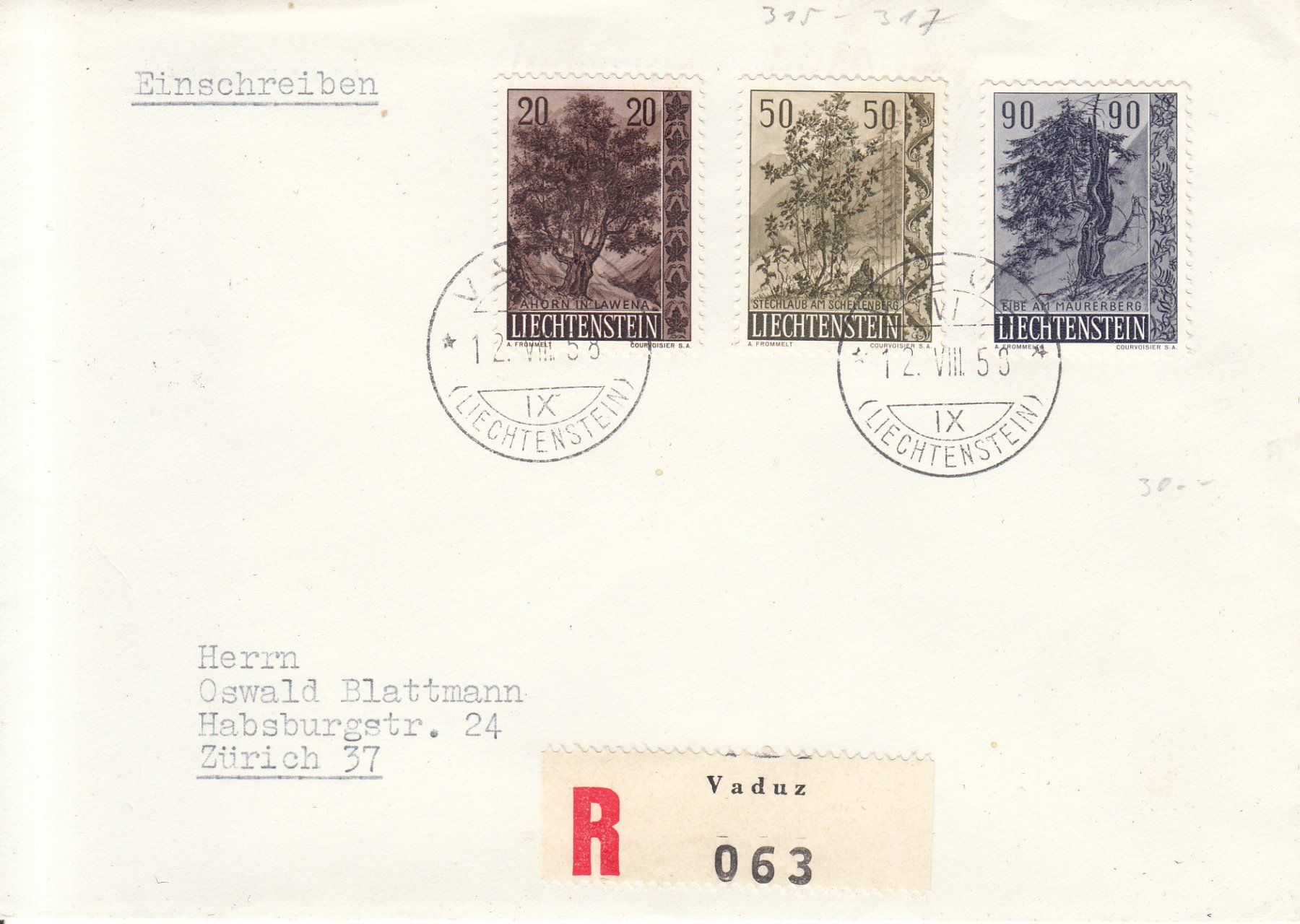 Tutti i francobolli: LBK 315 - 317 FDC – Usato da Bürglen TG venduto da StampGraf
