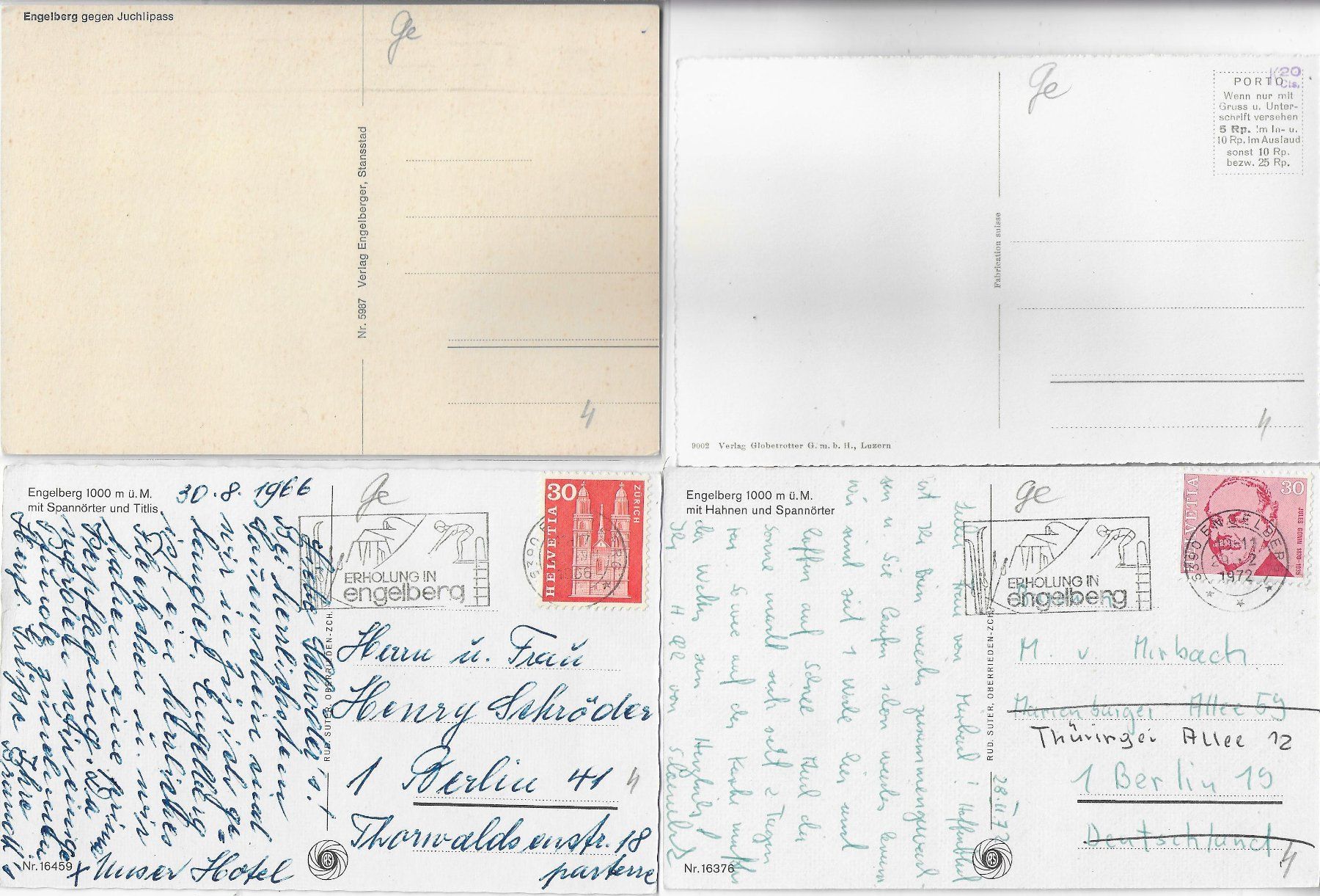 Cartoline postali: 4 AK - Engelberg – Usato da Ettingen venduto da Kartenplanet 1