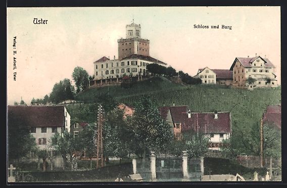 Ansichtskarten: AK Uster, Schloss mit Burg, 1908 – Gebraucht aus Berlin von bartko-reher