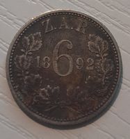 SILBER / 6 Pence / Zuid Afrik. Repub. / 1892 / selten!