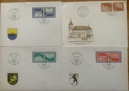 5 FDC Schweiz Kehrdruckmarken 1970–1973 K51–K54