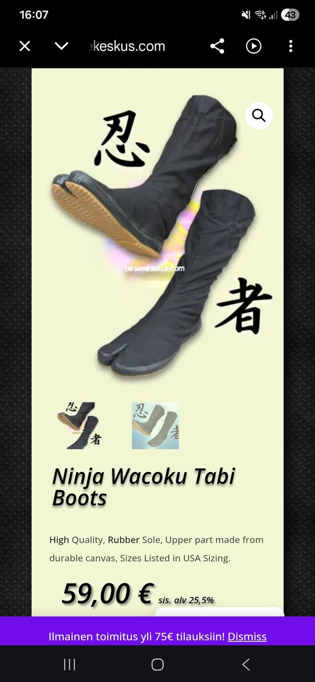 Scarpe da uomo: 2x Ninja Tabi Stiefel 3x Socken – Usato da Zug venduto da nic_wlj8 6