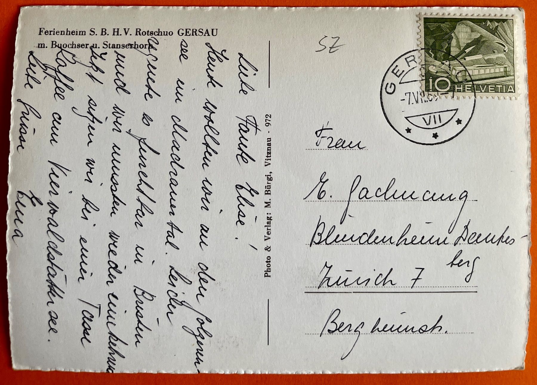 Ansichtskarten: GERSAU - FERIENHEIM S.B.H.V ROTSCHUO 1959 – Gebraucht aus Lutry von Ediego 1
