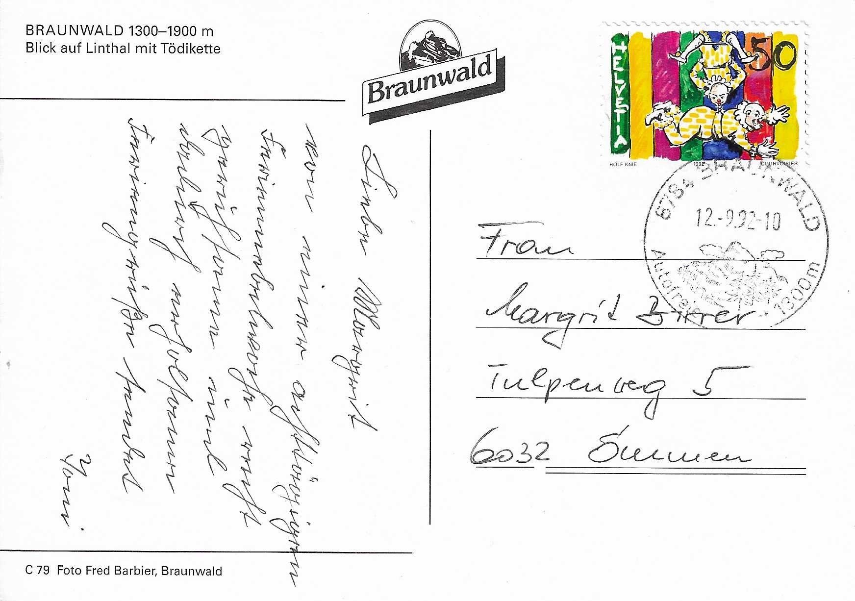 Cartoline postali: Braunwald GL – Usato da Rothrist venduto da Stranglehold 1