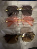 Rimless Sunglasses Set of 3 Gold Accents New