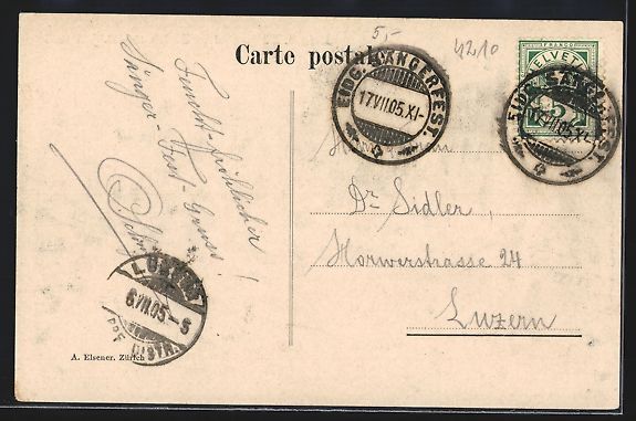 Ansichtskarten: Zürich, Eidgen. Sängerfest 1905, Festh – Gebraucht aus Berlin von bartko-reher 1