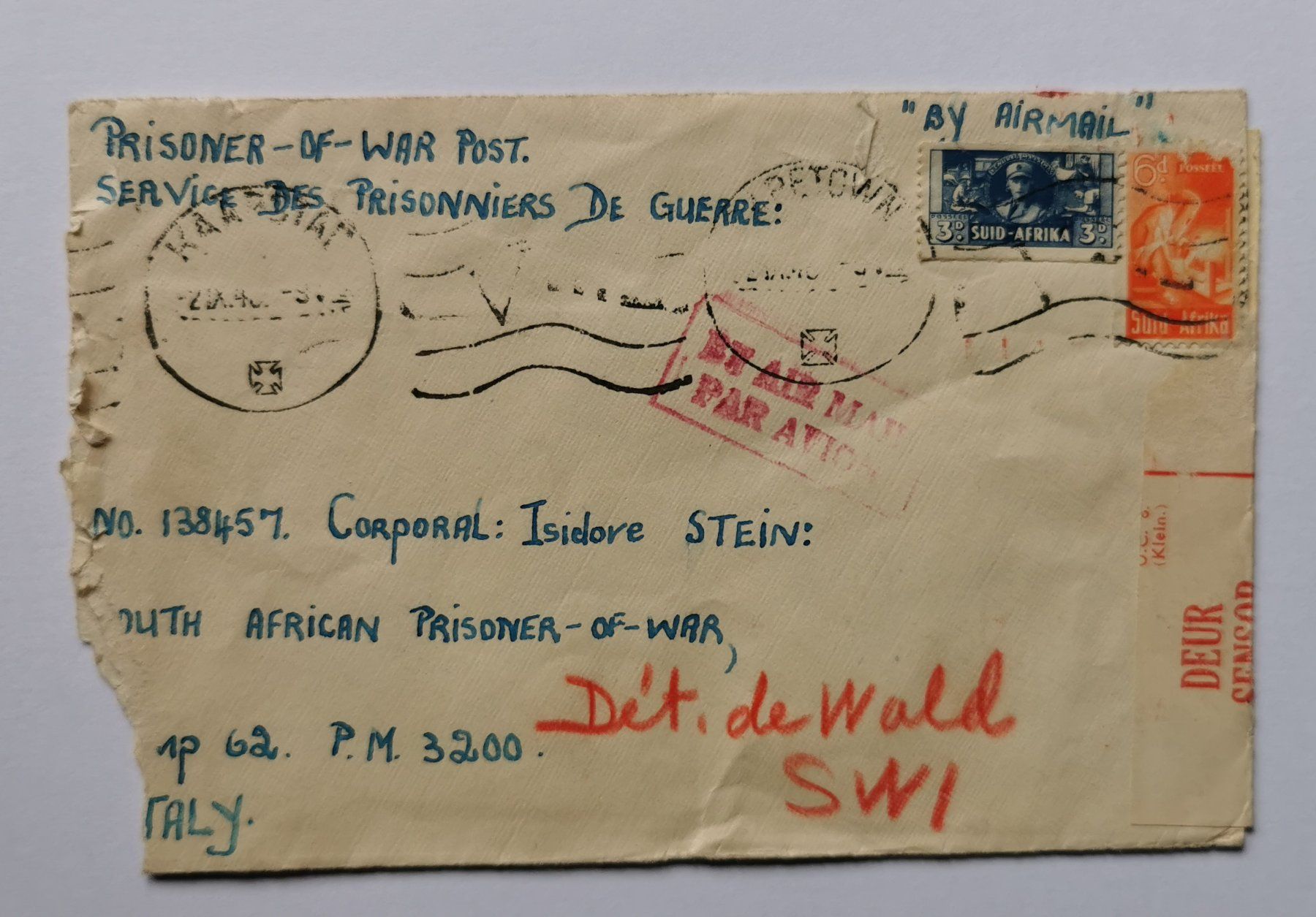 Alle Briefmarken: Süd-Afrika-Beleg 1940 – Gebraucht aus Aadorf von Chnorli-Furz