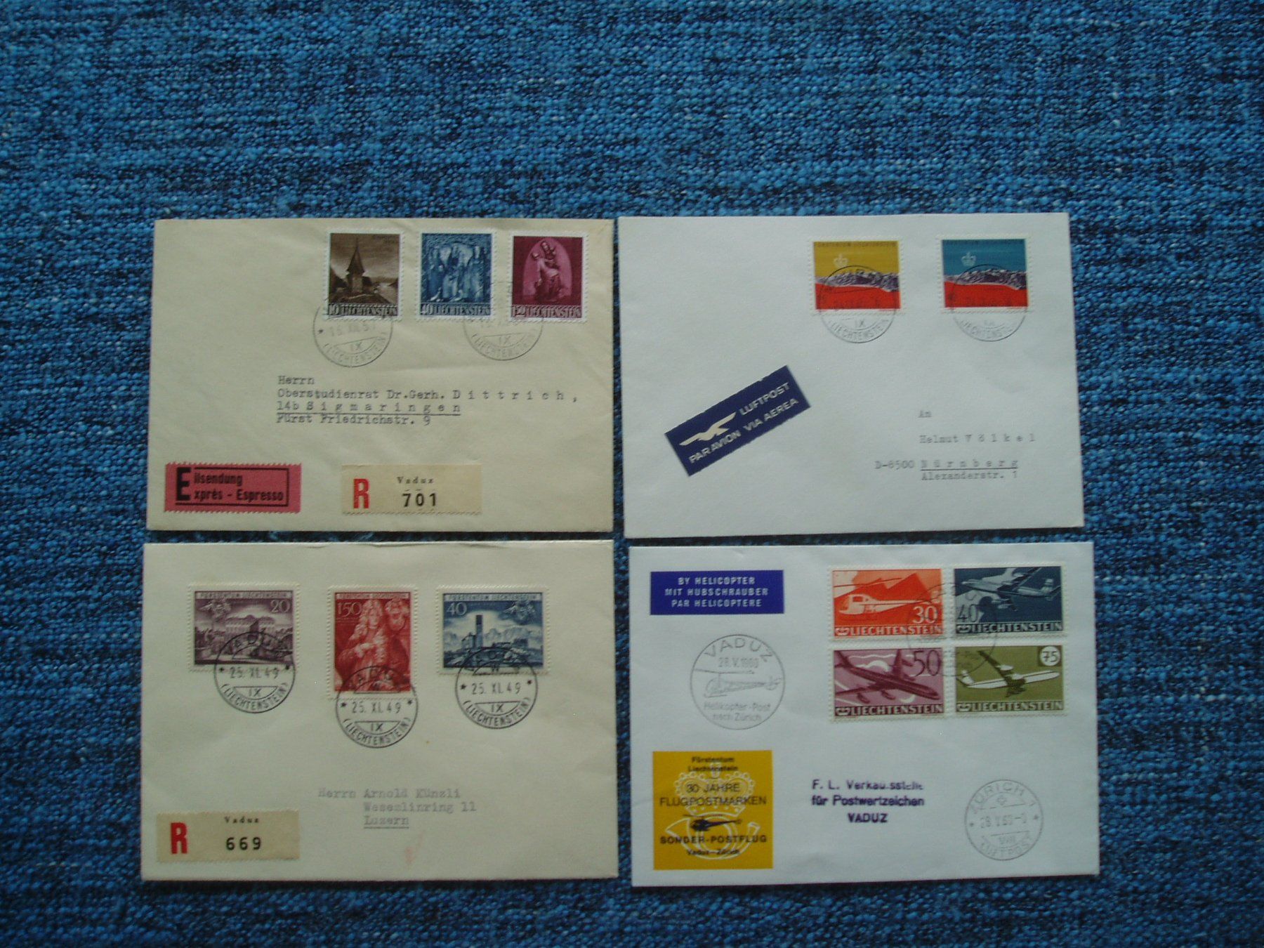 Tutti i francobolli: Liechtenstein 16 Briefe teils FDC – Usato da Rudolfstetten venduto da Nemo_333 3