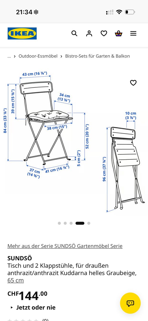 Ikea Set di tavolo e panche: Balkontisch mit zwei Stühlen – Usato da Lustdorf venduto da eve1ine 3