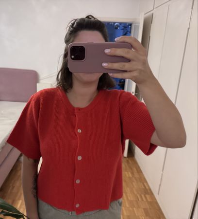 Strickjacke rot kurze Arme