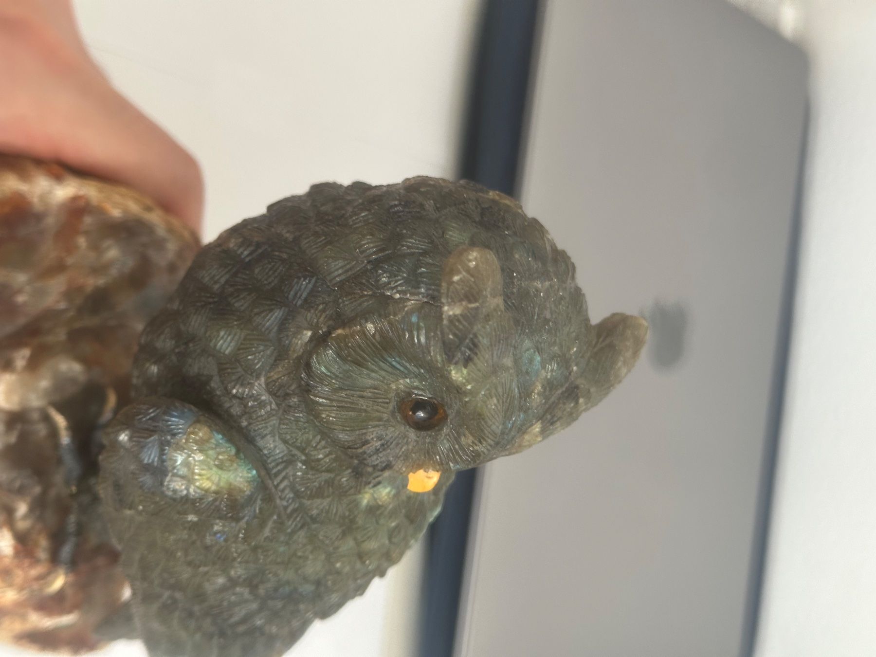 Statuette: Handgeschnitzte Labradorit Eule mit Silberkrallen – Usato da Basel venduto da ari_qn6c 1
