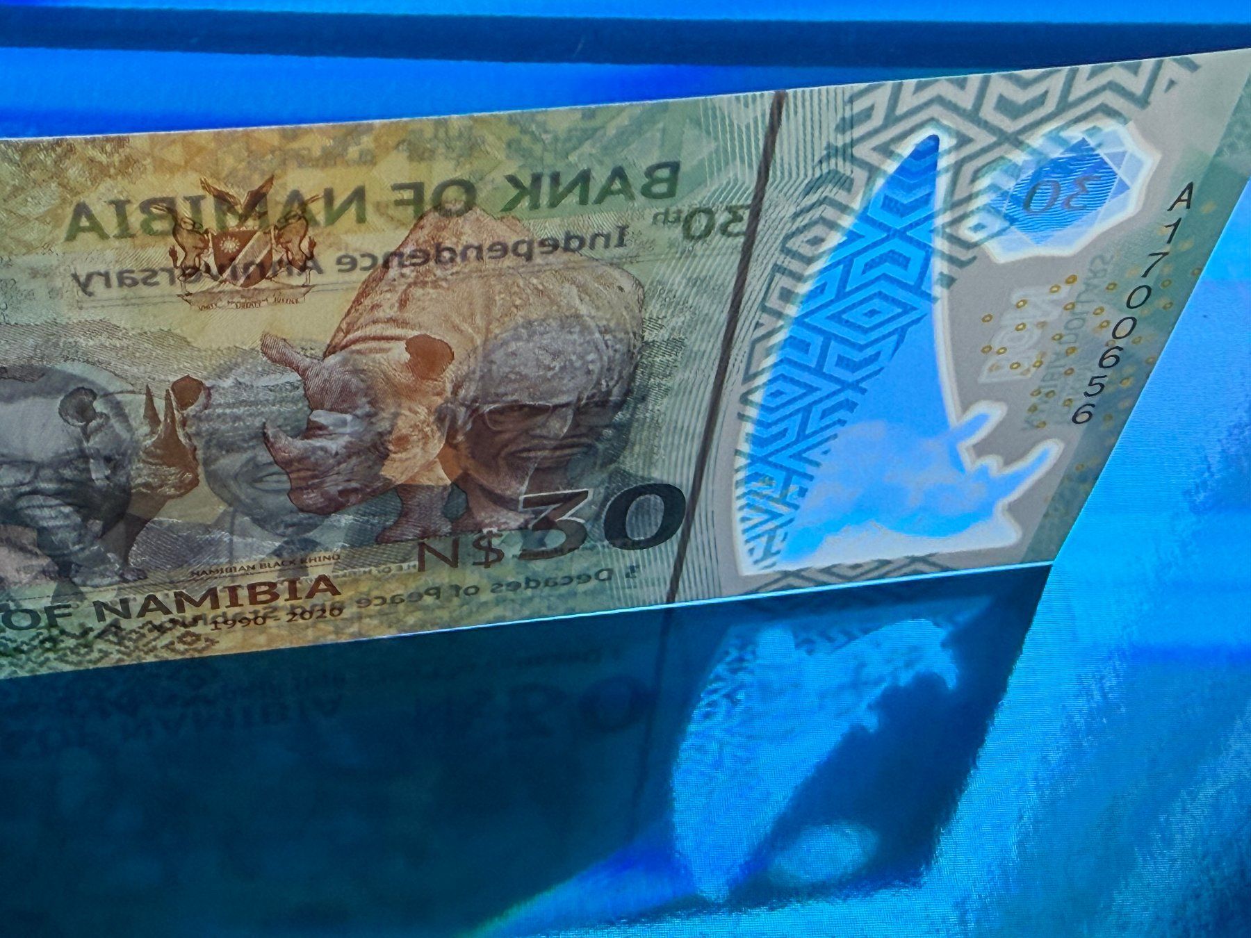 Banknoten: *** Namibia 2020 - N$ 30 UNC - Nashorn – Neu und originalverpackt aus Pfäffikon SZ von Sieben77 3