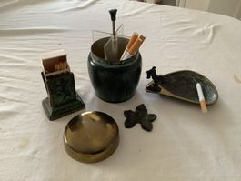 Raucher-Set Vintage Messing Aschenbecher Zubehör gebraucht