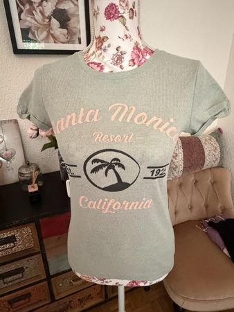 Cooles T-Shirt mint mit Druck, Ripp Gr XS