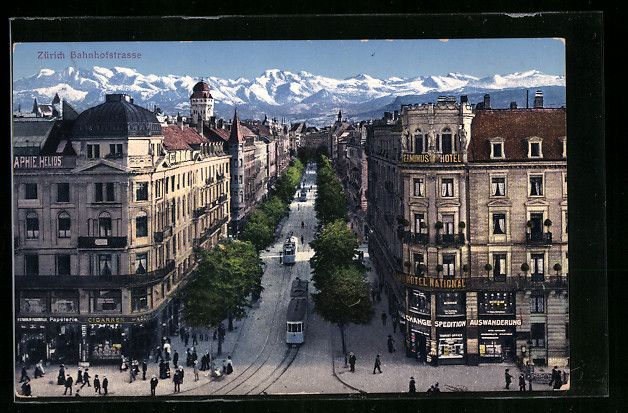 Cartoline postali: Zürich, Bahnhofstrasse aus der Vogelsch – Usato da Berlin venduto da bartko-reher