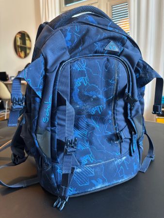 Schulrucksack Satch blau gemustert guter Zustand