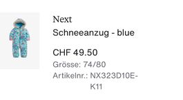 Next Schneeanzug Gr. 74/80