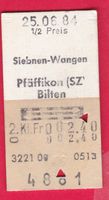 KARTON BILLETT, SIEBNEN-WANGEN - BILTEN,2.KLASSE,RETOUR,HALB