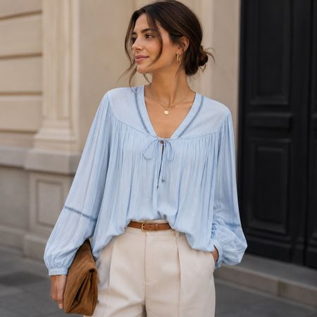 Zara fliessende oversized Bluse, Himmelblau, Gr. M NEU 59.90