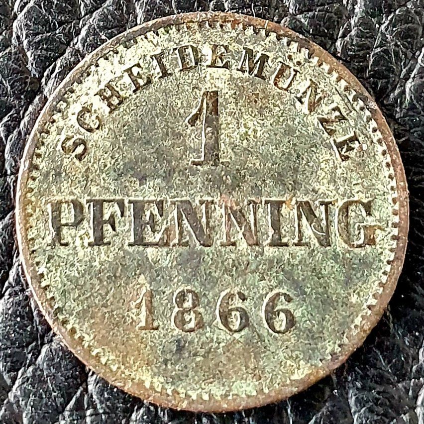 Alle Münzen: 1 Pfennig 1866 Bayern – Gebraucht aus Egerkingen von Acc1 1