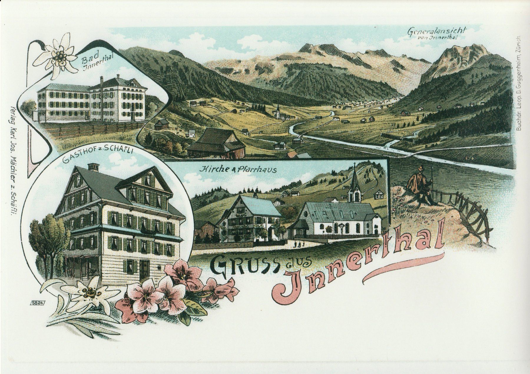 Grafica & Litografie: Innerthal - (Lithoansicht im Format A4) – Usato da Fällanden venduto da Blausegelfliege