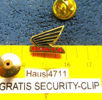 HONDA MOTOR-CYCLES WING-LOGO SCHMUCK-PIN GOLDIG mitSECURITY-