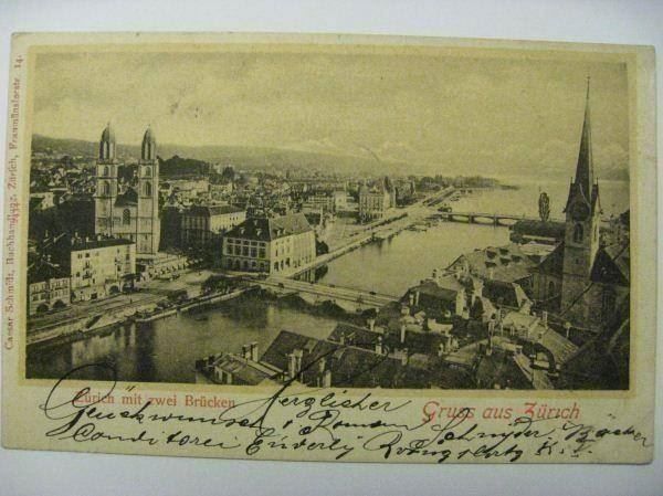 Cartoline postali: AK  Zürich mit zwei Brücken – Usato da Gundetswil venduto da Egro01