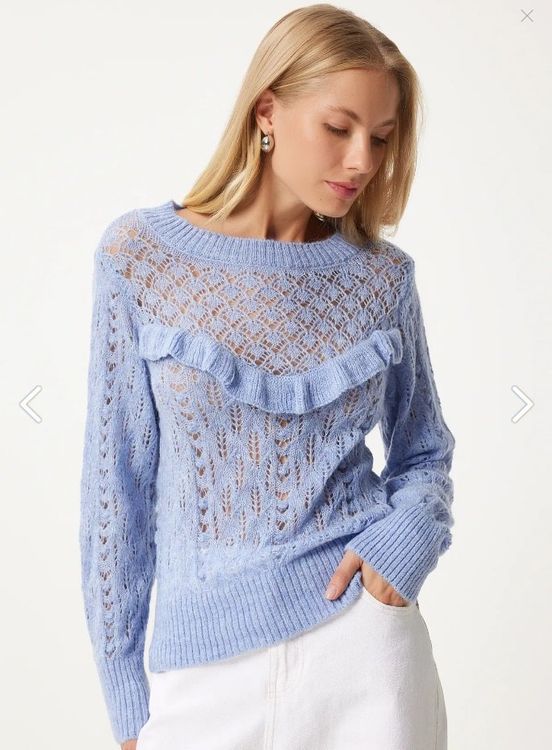 MANGO Strickpullover Pullover mit Lochmuster (38-40) (Neuf