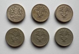 Großbritannien 6x One Pound