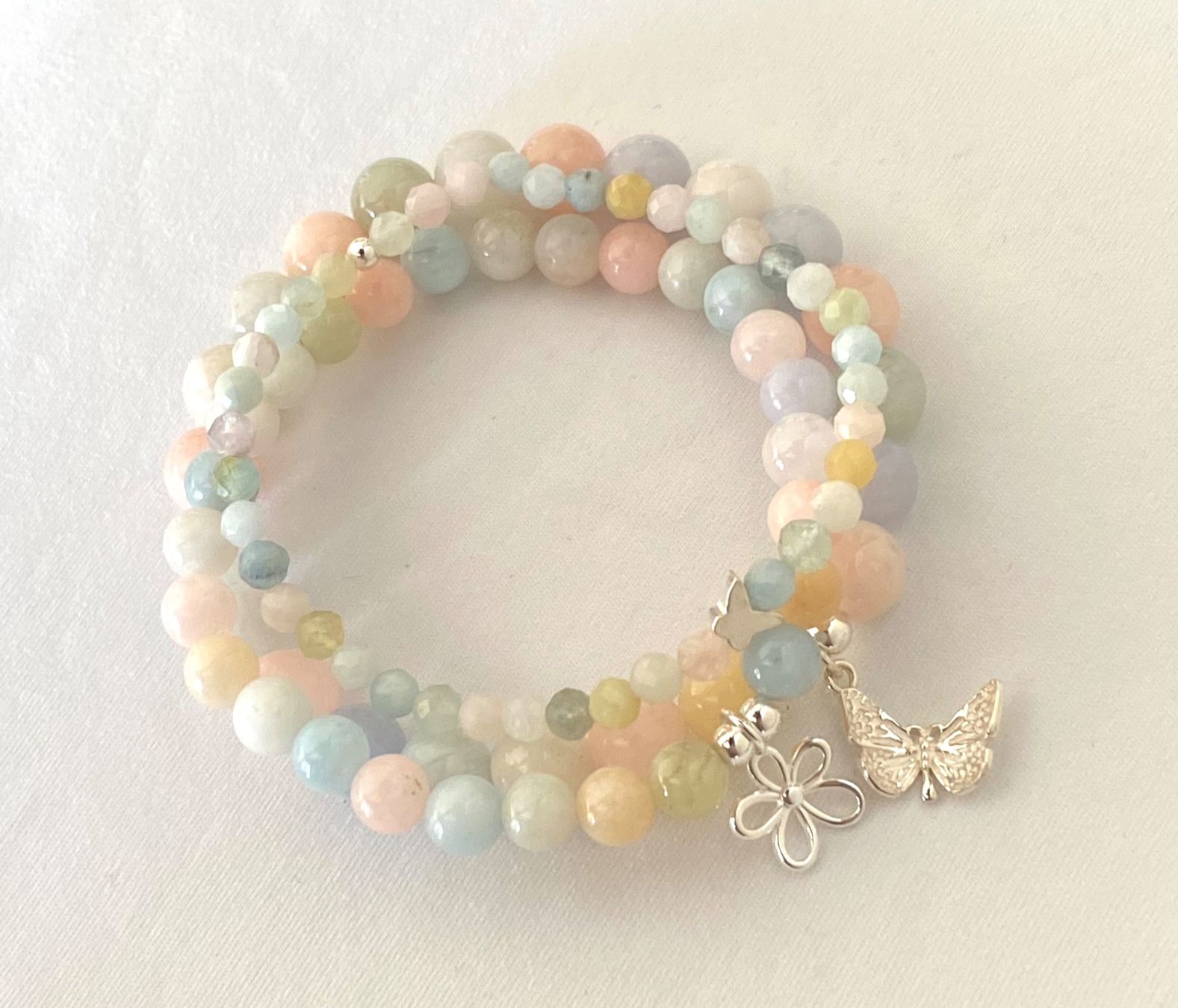 Bracciali & Braccialetti: Edelstein Armband Morganit / Beryll mit Silber auf Mass – Nuovo e nell'imballaggio originale da Zuzwil SG venduto da Lemliskat 8