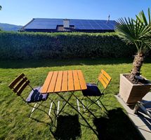 Original Kason Garten-/Balkontisch & 2 Stühle,  Naturholz
