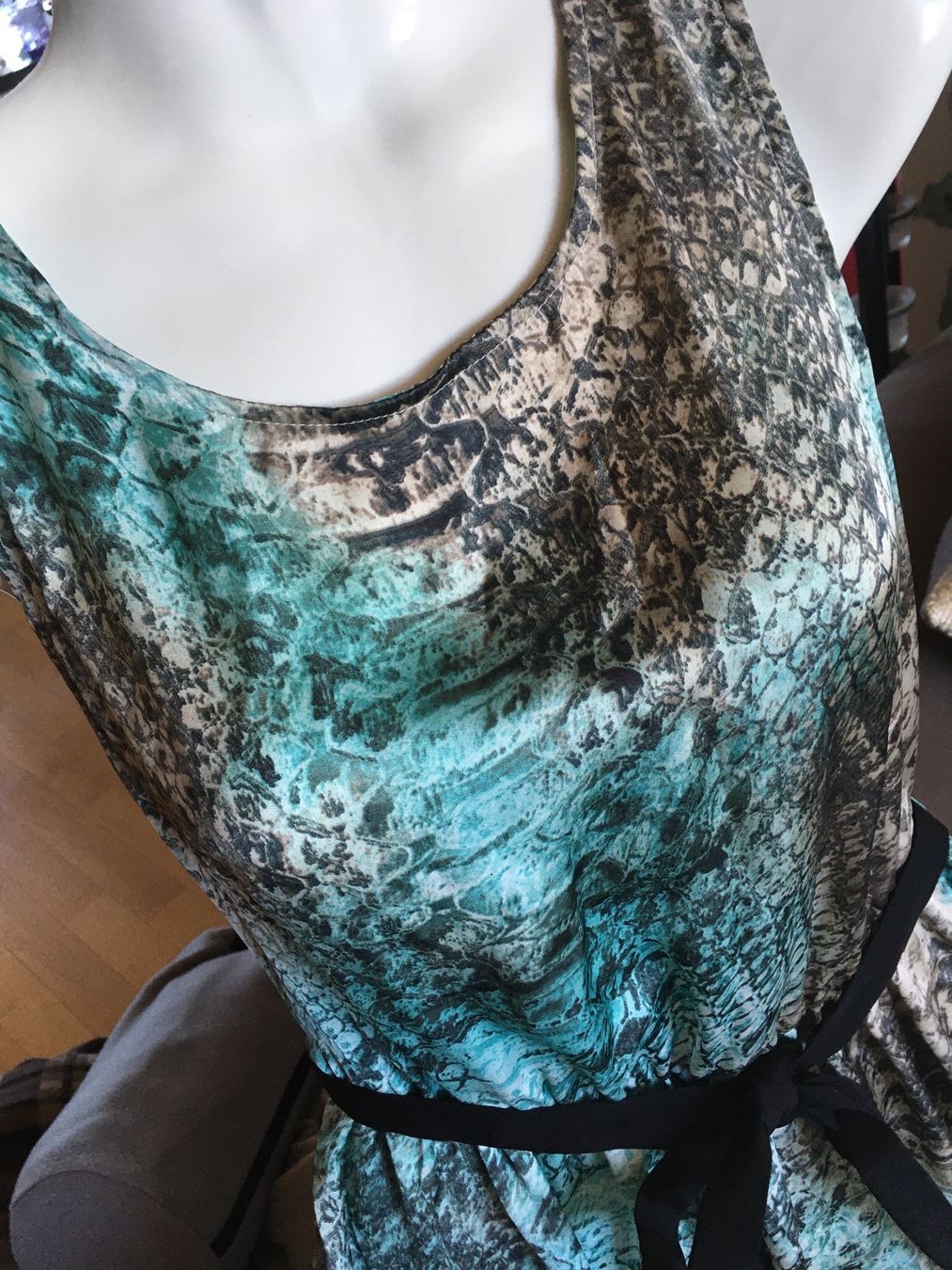 Vestiti: Robe soirée Dune by Dune satin python turquoise brun beige S – Nuovo (secondo la descrizione) da Genève venduto da Libellule477 3