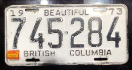 Vintage Blechschild Autoschild British Columbia CA 1973
