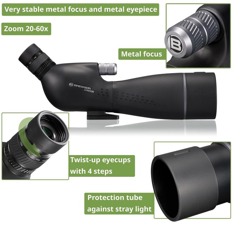 Telescopio De Viaje Bresser Travel 20-60x80 Con Trípode De Mesa - Ligero, Compacto Y Con Zoom Continuo Para Observaciones Al Aire Libre