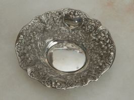 Vintage versilberte Schale Rosendesign - Korb durchbrochen