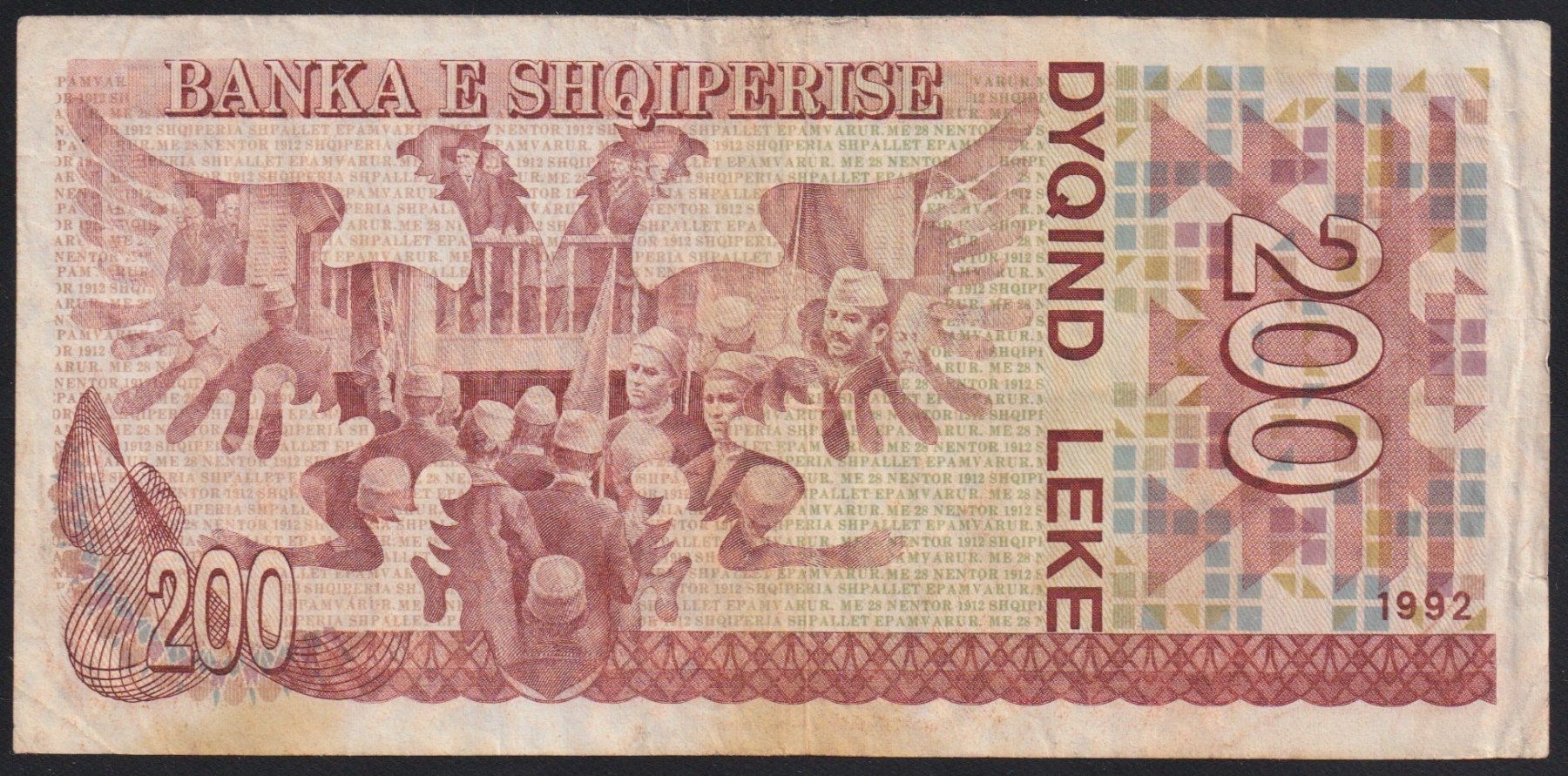 Banconote: Albanien 200 Leke 1992 – Usato da Brugg AG venduto da banknoten_muesli 1