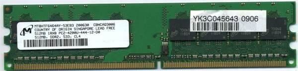 Memoria / RAM: Micron MT8HTF6464AY-53EB3 PC2-4200U 512 – Usato da Genève venduto da Cockattoo