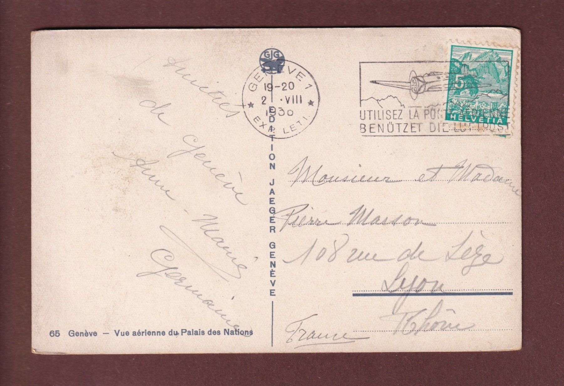 Cartoline postali: GENEVE - Palais des Nations - 1936 – Usato da Pully venduto da nicecards 1