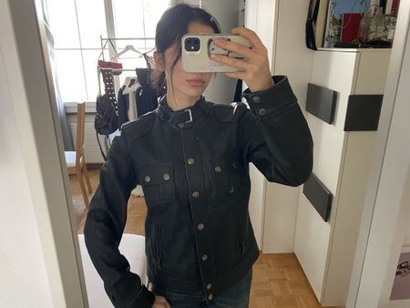 black leather jacket