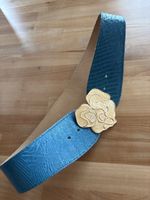 Türkis Ledergurt mit Rosen Schnalle
