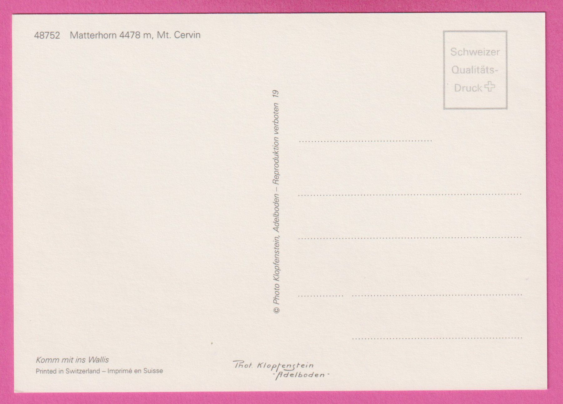 Cartoline postali: Zermatt Matterhorn – Usato da Einsiedeln venduto da dillie 1